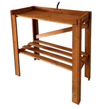 Wax-Treated Potting Table for Gardening and Plant Potting Work - L89 x W89 x H45.2 cm