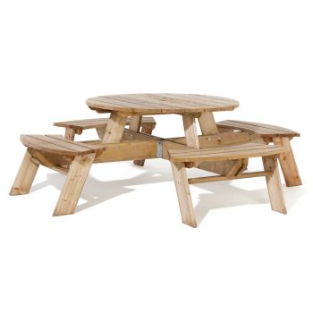 Round Picnic Table with Assembly - L200 x W200 x H72 cm
