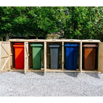 Chatburn Quintet Wheelie Bin Store - Timber - L64 x W297 x H120 cm - Fits 5 x 140L Wheelie Bins