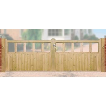 Quorn Low Double Driveway Garden Gate - Pressure Treated Scandinavian Redwood - W3300 x H900 mm