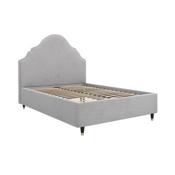 Quince Double Bed Frame (Pack of 2) - Linen Blend/Wood - L222 x W174 x H147 cm - Light Grey/Black - Flat Pack