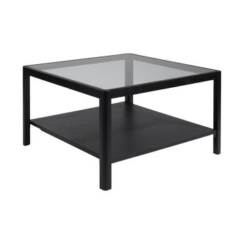 Ray Coffee Table - Glass - L80 x W80 x H45.5 cm - Black/Clear - Full Assembly Required