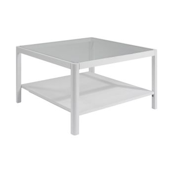 Ray Coffee Table - Glass - L80 x W80 x H45.5 cm - White/Clear - Full Assembly Required