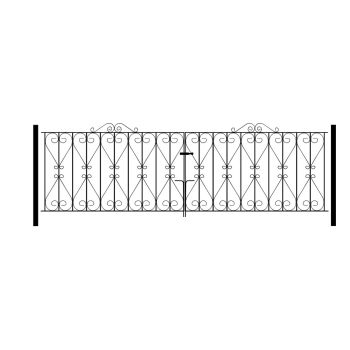 Regent Scroll Double Driveway Gate - Solid Steel - Fits Gap of 3048 mm x 914 mm High - Electro Galvanised/Black Powder Coated