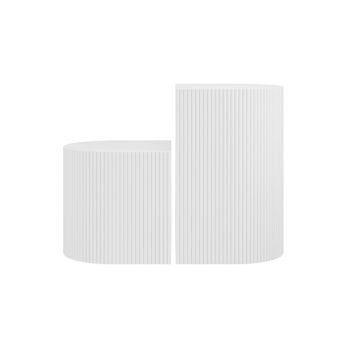 Reed Indoor Side Table (Pack of 2) - Wood Variant - L34.5 x W35 x H55 cm - White - Fully Assembled