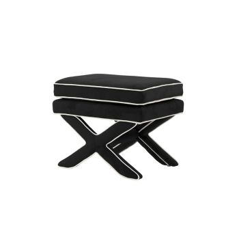 Rhode Stool - House Weave - L45.5 x W62 x H49.5 cm - Onyx/White - Full Assembly Required