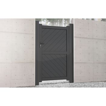 Pedestrian Gate 1000x2000mm Grey - Diagonal Solid Infill and Flat Top - Grouped