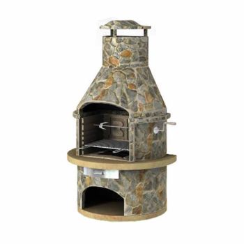 Rondo Light Masonry Barbeque - Slate/Stainless Steel - L77 x W119 x H206 cm - Brown