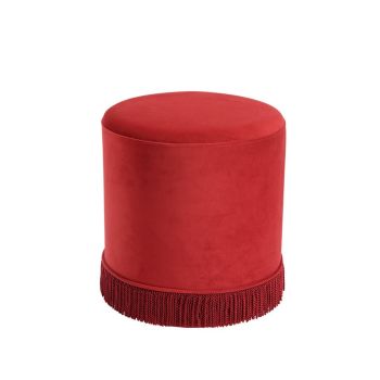 Santos Small Pouffe - Velvet/Fringe - L41 x W41 x H44 cm - Brick