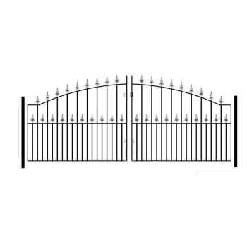 Saxon Spear Top Arched Double Driveway Gate - Solid Steel - Fits Gap of 3048 mm x 1245 mm High - Electro Galv./Black Powder Coated