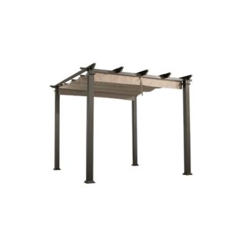 Seville Gazebo Outdoor Garden BBQ Shelter, Party Tent with Retractable Canopy - L300 x W300 x H260 cm - Mocha/Beige