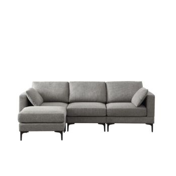 ANEK 3 Seater Sofa with Ottoman - L235 x W80 x H81 cm - Dark Grey