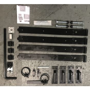 18 Inch Double Gate Fittings Set Hook & Band Hinge, Latch, Drop Bolt - Black