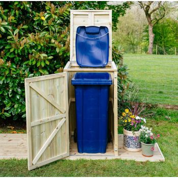 Shireburn Single Wheelie Bin Store  - Timber - L64 x W63 x H120 cm - Fits 1 x 140L Wheelie Bins