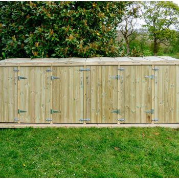 Shireburn Sextet Wheelie Bin Store - Timber - L80.4 x W423.2 x H120 cm - Fits 6 x 180L or 6 x 240L Wheelie Bins