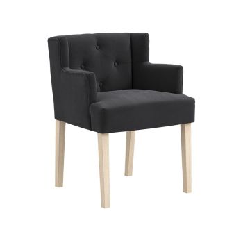 Shay Winged Indoor Chair with Arms - Linen Blend/Rubber Wood - L57 x W56.5 x H79 cm - Anthracite/Blonde - Partially Assembled