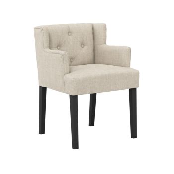 Shay Winged Counter Stool - Linen Blend/Rubber Wood - L61 x W49 x H96 cm - Stone/Black - Partially Assembled