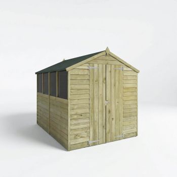 8 x 6 Feet Double Door Overlap Apex Shed - Timber - L240.4 x W190.5 x H198.6 cm - Brown