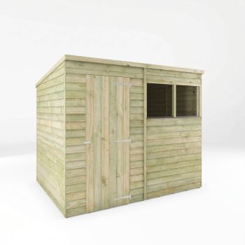8 x 6 Feet Overlap Pent Shed - Timber - L189.1 x W241 x H201.4 cm - Brown