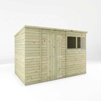 10 x 6 Feet Overlap Pent Shed - Timber - L189.1 x W297.4 x H200.7 cm - Brown