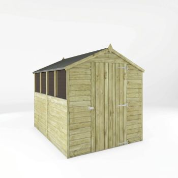 8 x 6 Feet Single Door Overlap Apex Shed - Timber - L240.4 x W190.5 x H198.6 cm - Brown