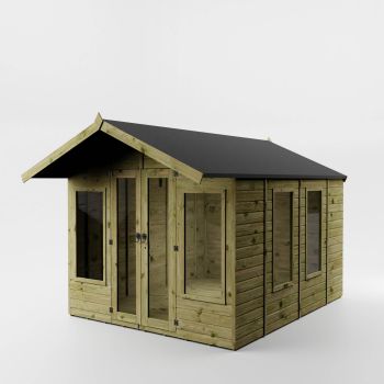 10 x 8 Feet Premium Sussex Summerhouse - Timber - L363.2 x W249.4 x H227.8 cm - Brown