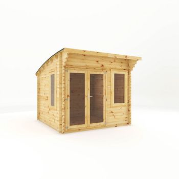 3 x 3 m Curved Roof Log Cabin - 44 mm - Timber - L348.7 x W306 x H260 cm - Brown