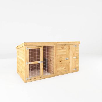 8 x 4 Feet Berkshire Dog Kennel & Run - Wood - L121.1 x W231 x H127.7 cm
