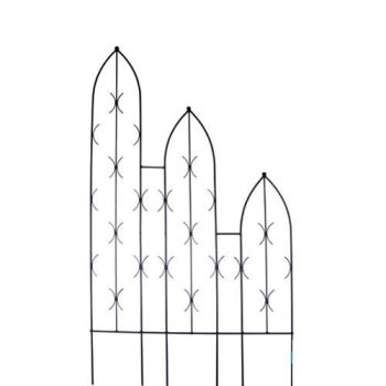 Triple Slope Gothic Screen - Decorative Garden Screen, Plant Support - Solid Steel - W91.4 x H180 cm - Powder Coated Black