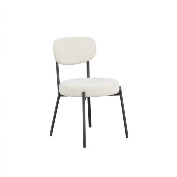 Smith Dining Chair (Set of 2) - Boucle/Metal - L49 x W48 x H80 cm - Ivory/Black - Full Assembly Needed