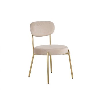Smith Dining Chair (Set of 2) - Velvet/Metal - L49 x W48 x H80 cm - Loaf/Gold - Full Assembly Needed