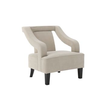 Sofia Chair - Velvet/Rubber Wood - L82 x W73 x H82 cm - Ivory/Black - Partially Assembled