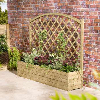 Trough Planter With Lattice - 1.8m - Timber - L40 x W180 x H148.5 cm - Pressure Treated