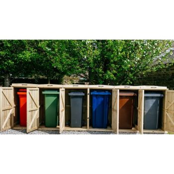 Chatburn Sextet Wheelie Bin Store - Timber - L80.4 x W423.2 x H120 cm - Fits 6 x 180L or 6 x 240L Wheelie Bins