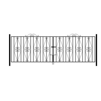 Stirling Scroll Double Driveway Gate - Solid Steel - Fits Gap of 3048 mm x 914 mm High - Electro Galvanised/Black Powder Coated