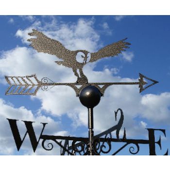 Owl Weathervane - Solid Steel - W61 x H88 cm - Powder Coated Black