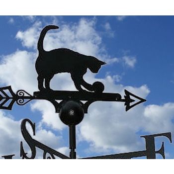 Cat and Ball Weathervane - Solid Steel - W61 x H88 cm - Powder Coated Black