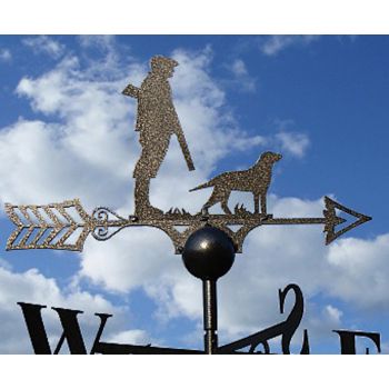 Man and Dog Weathervane - Solid Steel - W61 x H88 cm - Powder Coated Black