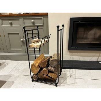 Compact Log Rack - Steel - L31.7 x W36.8 x H67.3 cm - Powder Coated Black