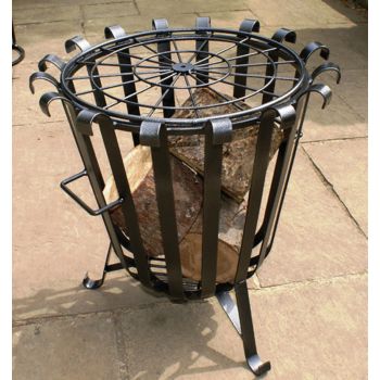 Garden Brazier, Fire Basket - Solid Steel - L50.8 x W50.8 x H53.3 cm - Powder Coated Black