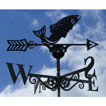Fish Weathervane - Solid Steel - W61 x H88 cm - Powder Coated Black