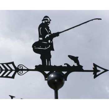 Fisherman Weathervane - Solid Steel - W61 x H88 cm - Powder Coated Black
