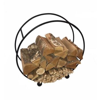 Log Basket Round - Steel - L22.9 x W64.8 x H66 cm - Powder Coated Black