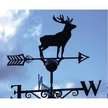 Stag Weathervane - Solid Steel - W61 x H88 cm - Powder Coated Black
