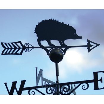 Hedgehog Weathervane - Hand Made By Traditional Forge - Powder Coated Steel Wind Vane - Steel - W61 x H88 cm - Black