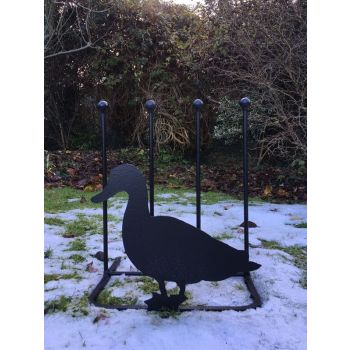 2 Pair Boot Rack - Duck - Hand Made By Traditional Forge Wellie Boot Stand - Steel - L30.4 x W38 x H48.3 cm - Powder Coated Black