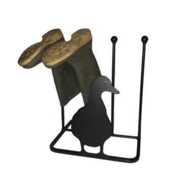 2 Pair Boot Rack - Facing Duck - Hand Made By Traditional Forge Wellie Boot Stand - Steel - L30.4 x W38 x H48.3 cm - Powder Coated Black
