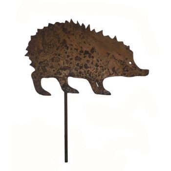 Hedgehog on Stake Bare Metal/Ready to Rust - Steel - W26.7 x H16.5 cm