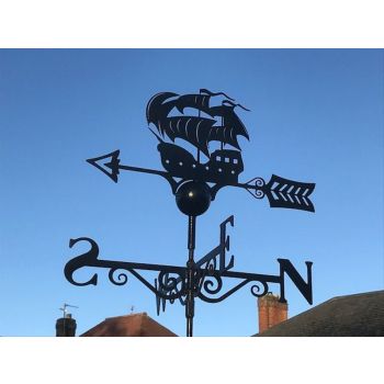 Galleon Weathervane - Steel - W65 x H88 cm - Powder Coated Black