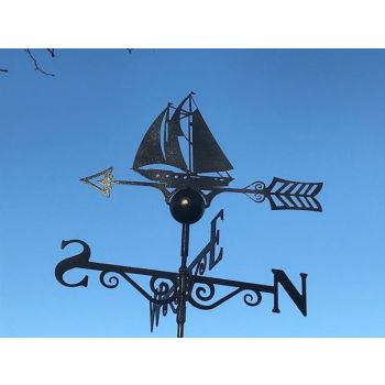 Sailing Boat Weathervane - Steel - W65 x H88 cm - Powder Coated Black